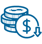돈 동전 모양의 알라모 대학 지구 파란색 아이콘