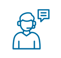 헤드셋을 착용하고 토토사이트 토토사이트 blue에서 통신하는 사람의 이미지 아이콘