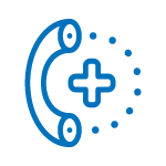 아이콘: 의료 더하기 기호가 있는 전화 통화