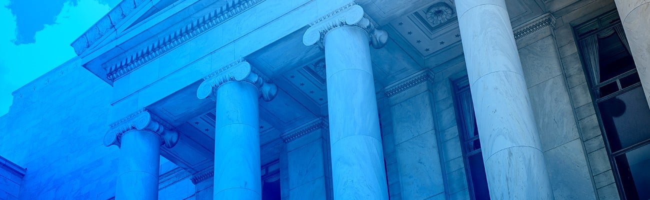 파란색 색조가있는 정부 건물